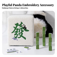 Plush Surface Mahjong Tile Pouf sturdy Wood Legs Low Stool dense Sponge Filling Footrest Multi-Purpose for Homeowners, Young Adults, Entryway, Living Room, Bedroom
