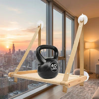 Wooden Cat Hammock Window Cat Perch, Suction Cup Cat Hammock Mounting, Wood Frame and Mesh Bed for Indoor Cat Window Sill