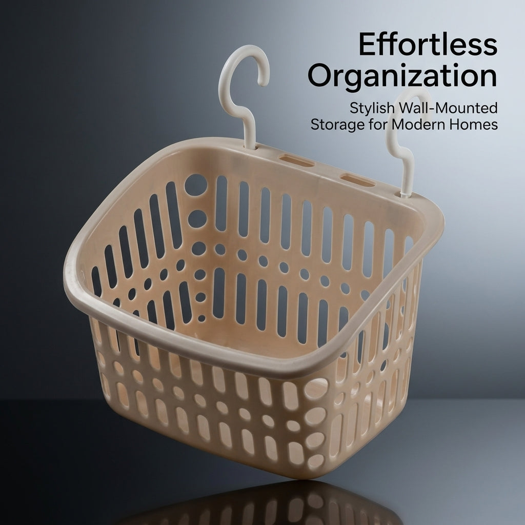 Bathroom Storage No Drill Shelves with Suction Wall Hanging Design, Polypropylene Accessories Basket for Renters, Moisture Resistant