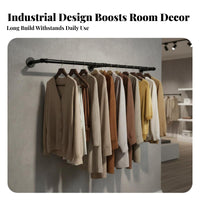 Sturdy and Sturdy Industrial Pipe Clothes Rack Space Saving Industrial Pipe Garment Bar Multifunctional Wall Mounted Clothing Rack for Retailers, DIY Enthusiasts, Homeowners, Closet, Bedroom, Entryway, Laundry Room