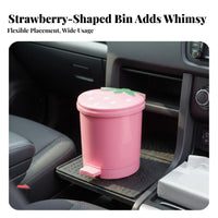 Strawberry Trash Can Small Size Small Foot Pedal Trash Can Strawberry Shaped Garbage Bin Lidded Design Desktop Pedal Bin