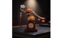 Gourd Ornament with Tassel Chinese Style Gourd Sculpture with Pedestal Translucent Tabletop Decor for Living Room
