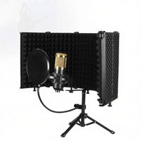 Noise Reduction Audio Record Device Isolation Barrier Desk and Stand Mountable Studio Mic Soundproof Screen Adjustable Angle Foldable Vocal Reflection Filter Quick Setup for Podcasters, Musicians, Streamers, Desktop