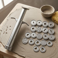 Smooth Silver Finish Stainless Steel Clay Extruder Easy to Clean Hand-Operated Clay Extruder Long-Lasting Extrusion Tool Heavy Duty for DIY Crafters