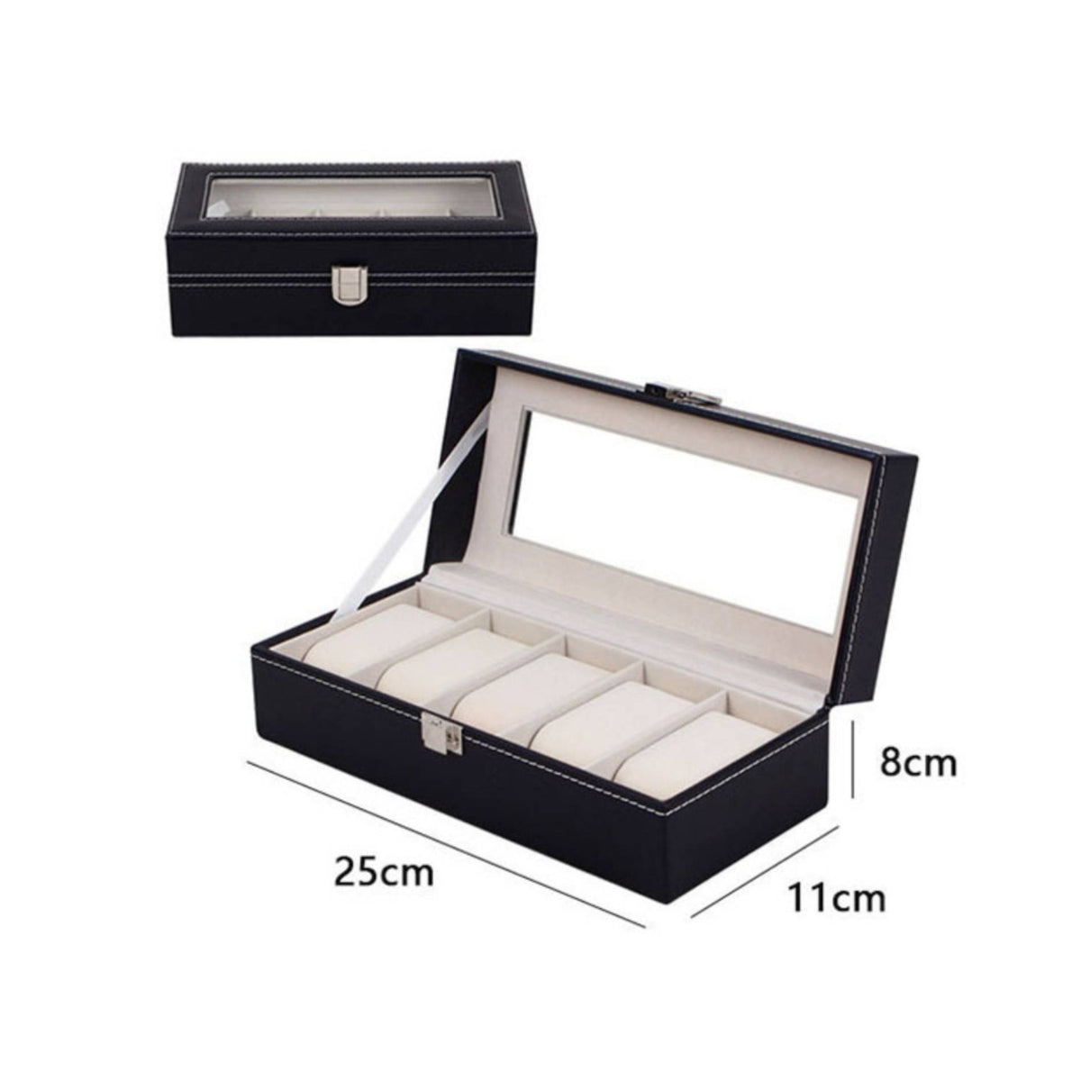 Watch Box with Glass Lid 5-Slot Watch Box Elegant for Countertop