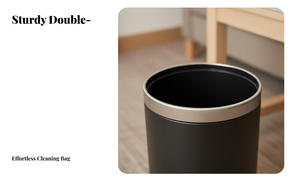 Stainless Steel Garbage Can Retardant Stainless Steel Trash Can Sturdy Double Layer Waste Bin for Business Owners, KTV Room, Restroom, Washroom