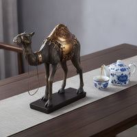 Camel Figurine on Base Bronze-Finish Camel Figurine Resin Decor for Home Stylists, Art Collectors, Living Room, Entryway, Bookshelf