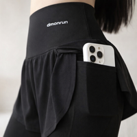 Gym Leggings for Women with Skirted Design for Workout, High Waist Sculpting with Pockets, 7/8 Cropped Elastic Polyester Activewear