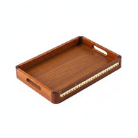 Wooden Tray with Handles Rounded Corners Household Item Easy to Carry