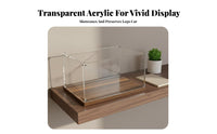 Acrylic Display Case High Clearness Clear Display Box with Wooden Base Stable and Modular Brick Model Case for Hobbyists, Home Decor, Office