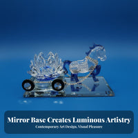 Good Luck Charm Horse and Lotus Car Perfume Dispenser Elegant Design Crystal Horse Pulling Lotus Cart Refillable for Home Decor, Office Desk