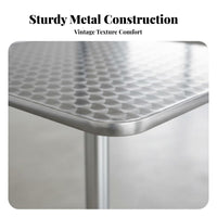 Industrial Look Folding Chair and Pedestal Table Retro Design Square Table with 4 Chairs Sturdy Construction Restaurant Dining Set Space-Saving for Cafe Owners, Homeowners, Snack Bar, Diner, Food Court