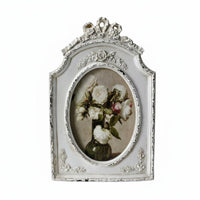 Bowknot Oval Frame Handcrafted Finish Ornate Relief Frame Gift Idealhome Decor for Living Room, Desktop