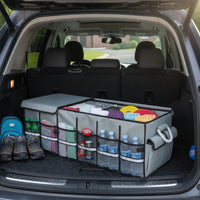 Car Trunk Storage Box with Lid Foldable Collapsible Trunk Organizer with Dividers Auto Cargo Organizer Large Capacity Spacious