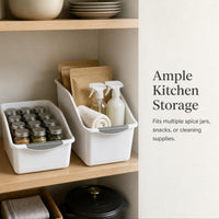 Slanted Opening Storage Basket with Wheels for Kitchen Cabinet Organization