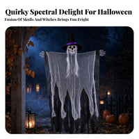Pointed Hat Hanging Witch Skeleton Decoration Ragged Robe Tattered Witch Wall Hanging Black Underlayer Violet Band