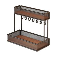 2-Tier desktop Storage Rack with Hooks Metal Countertop Organizer with Hooks Compact