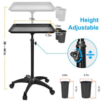 Standing Salon Hairdressing Tool Tray with Aluminum Pan and Nail Art Mobile Storage Rack