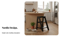 Nordic Design Two-Step Ladder Stool Multi-Functional Household Furniture Sturdy Build Space-Saving for Homeowners, Seniors, Parents, Kitchen, Dining Room, Home Bar, Office