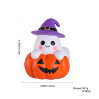 Halloween Pumpkin Ghost Doll with Magic Hat Resin Figurine