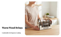 Wooden Utensil Holder Compartmented Design Compartment Silverware Organizer Nordic Design Wooden Silverware Holder for Restaurant, Buffet