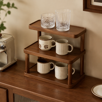 Walnut Wood Desk Shelf, Minimalist Monitor Stand for Home Office, Reinforced Desktop Organizer Tabletop Shelf