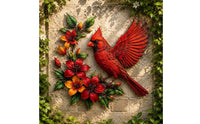 Floral Bird Wall Art Raised Detailing Home Decor Painted