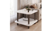Minimalist Two-Tier Side Table Modern Square Side Table Simple Nightstand Sleek for Bedroom
