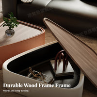 Minimalist Design Rounded Corner Coffee Table Designer Model Hidden Compartment End Table Multi-Functional Living Room Furniture Easy Assembly for Apartment Dwellers, Design Enthusiasts, Homeowners, Small Areas, Home Office, Bedroom, Reception Area