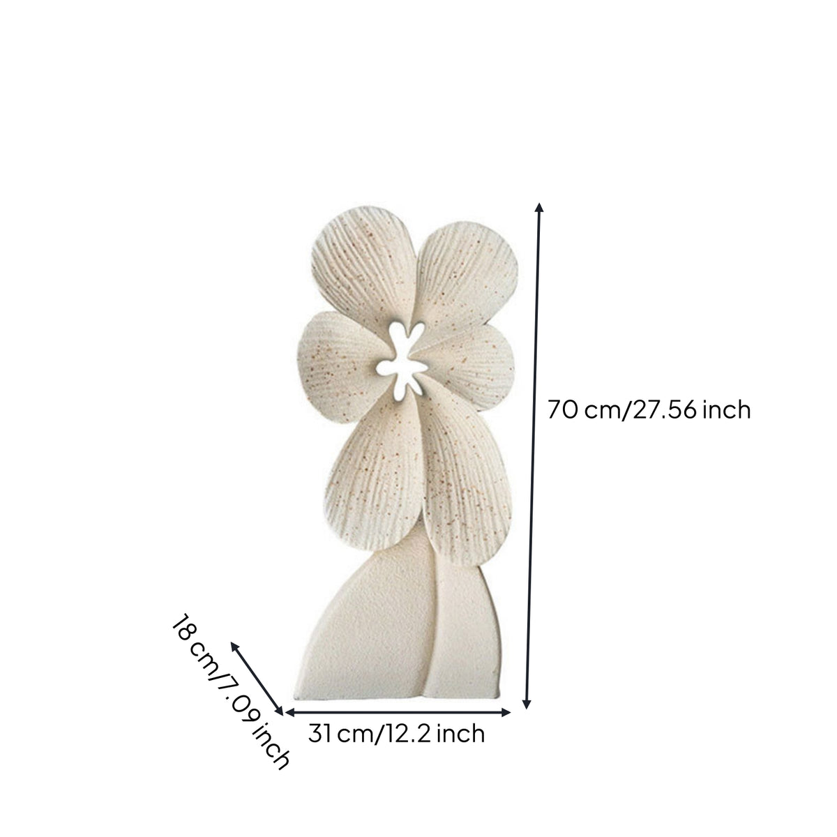 Flower Sculpture Nordic Statue with Base Indoor Table Decoration for Homeowners, Entryway