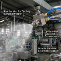 Mist Nozzle 1/4BSPT Stainless Steel, Two-fluid Gas-water Mixing Spray, Wear-resistant Spray Tip for Industrial