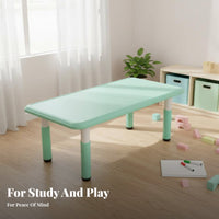 Rectangular Kindergarten Table Chair Set Child Design Adjustable Height Kids Table Wipe-Clean Surface Rectangular Young Child Study Desk Set for Home