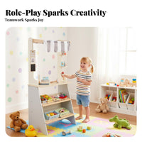 Supermarket Checkout Toy Includes Food Accessories Kids Supermarket Playset Role-Playing Fun Toy Checkout Counter for Preschool, Kindergarten, Daycare