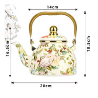 Lidded Enamel Teapot Arched Handle Tea Infuser Pot Glossy