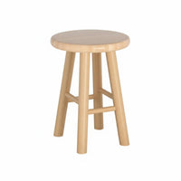 Hardwood Wood Construction Small Round Wooden Stool long-finaling Four-Legged Round Stool Sturdy & Stable Household Furniture polished Finish for Apartment Dwellers, household owners, Entryway, Living Room, Bedroom, Bathroom