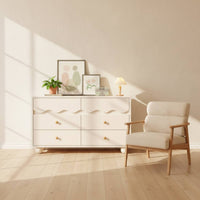 Cabinet with Six Drawers Wooden Storage Cabinet with Drawers Floor-Standing Drawer Chest for Living Room, Entryway
