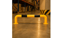 Black Warning Bands U-Shaped Parking Barrier Yellow Steel Pipe Guardrail Floor Plate Detachable Base Guardrail High Visibility for Roadway Intersection
