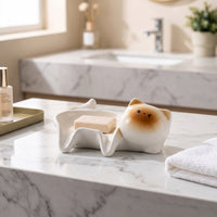Cute Siamese Cat Soap Dish Adorable Cat Soap Dish Quick-Drying Easy to Clean for Kitchen Sink