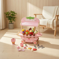 Wooden Toy Ice Cream Cart Pastel Ice Cream Cart Toy Imaginative Interactive for Children, Toddlers, Children, Playroom