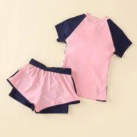 [KEYWORD HEADER] Swimsuit for Girls, 2 Piece Swim Shorts Set for Water Sports & Park Fun, Quick Dry Polyester Swimwear with Sun Protection