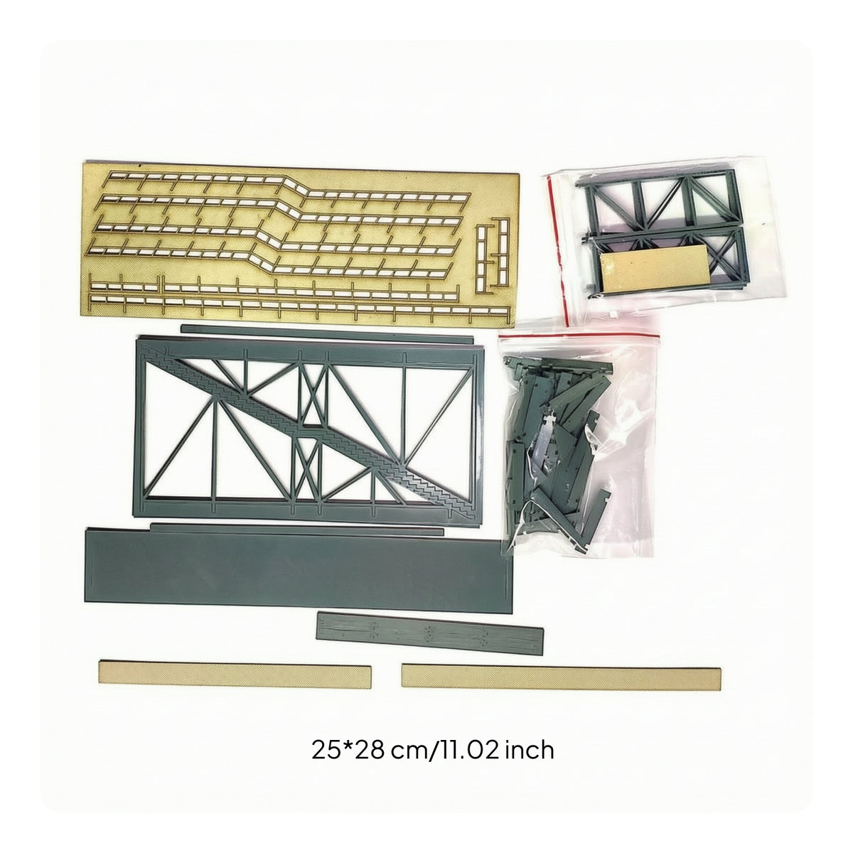 Assembly Model Train Station Pedestrian Overpass Kit Plastic Railway Diorama Component Molded for Hobby Builders