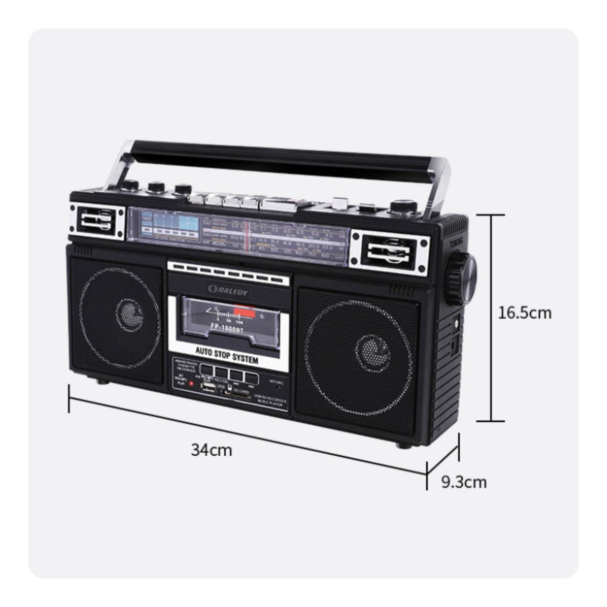 USB and SD Card Retro Radio Cassette Player Twin Speaker Portable Audio