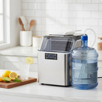 Compact Countertop Ice Maker Stainless Steel Portable Ice Maker Fast Appliance Efficient for Home Kitchen, Dorm Room, Bar, Drink Shop
