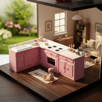 Pretend Play 1:12 Scale Kitchen Set Realistic Design Dollhouse Kitchen Cabinet Handmade for Hobbyists