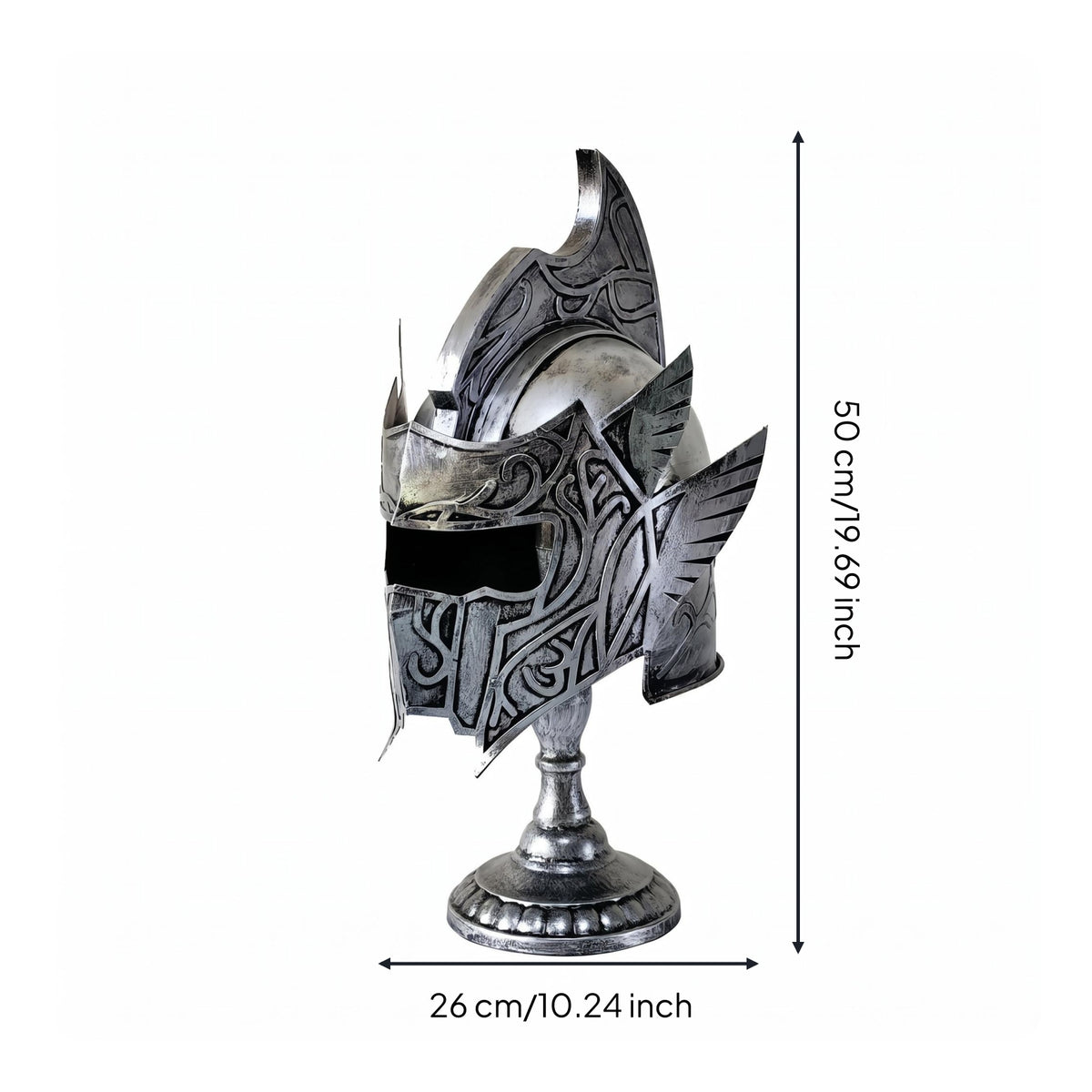 Pedestal Base Roman Soldier Helmet Engraved Centurion Helmet Model Tall Crest Decor Metal