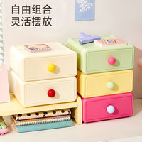 Stackable Desk Storage Box with Drawer, PP, Ins Style, Solid Color