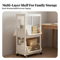 Mobile Toy Organizer Easy to Move Mobile Shelving Unit Rolling Storage Cart Space Saving Multi-Tier Utility Trolley for Bathroom