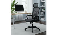 Mesh Office Chair Padded Seat Ergonomic High Back Chair Matte Black Workspace Seating for Students
