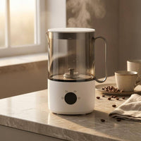 Electric Milk Frother White Base Milk Frother Compact Storage Beverage Mixer