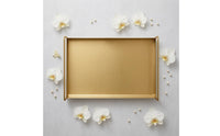 Rectangular Serving Tray Easy to Clean Golden-Hued Grip Tray Spill Resistant